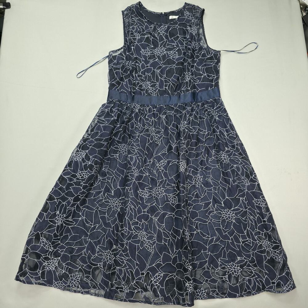 MiXT Heidi Weisel Fit Flare Dress Floral Overlay Sleeveless Party Size 14 A Line